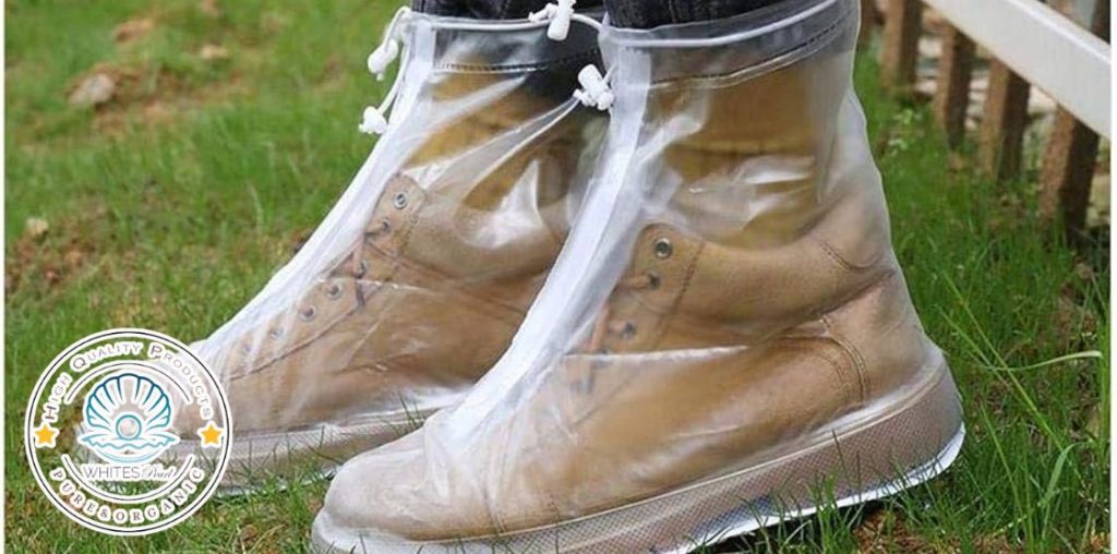 Protecting leather shoes form rain by using galoshes